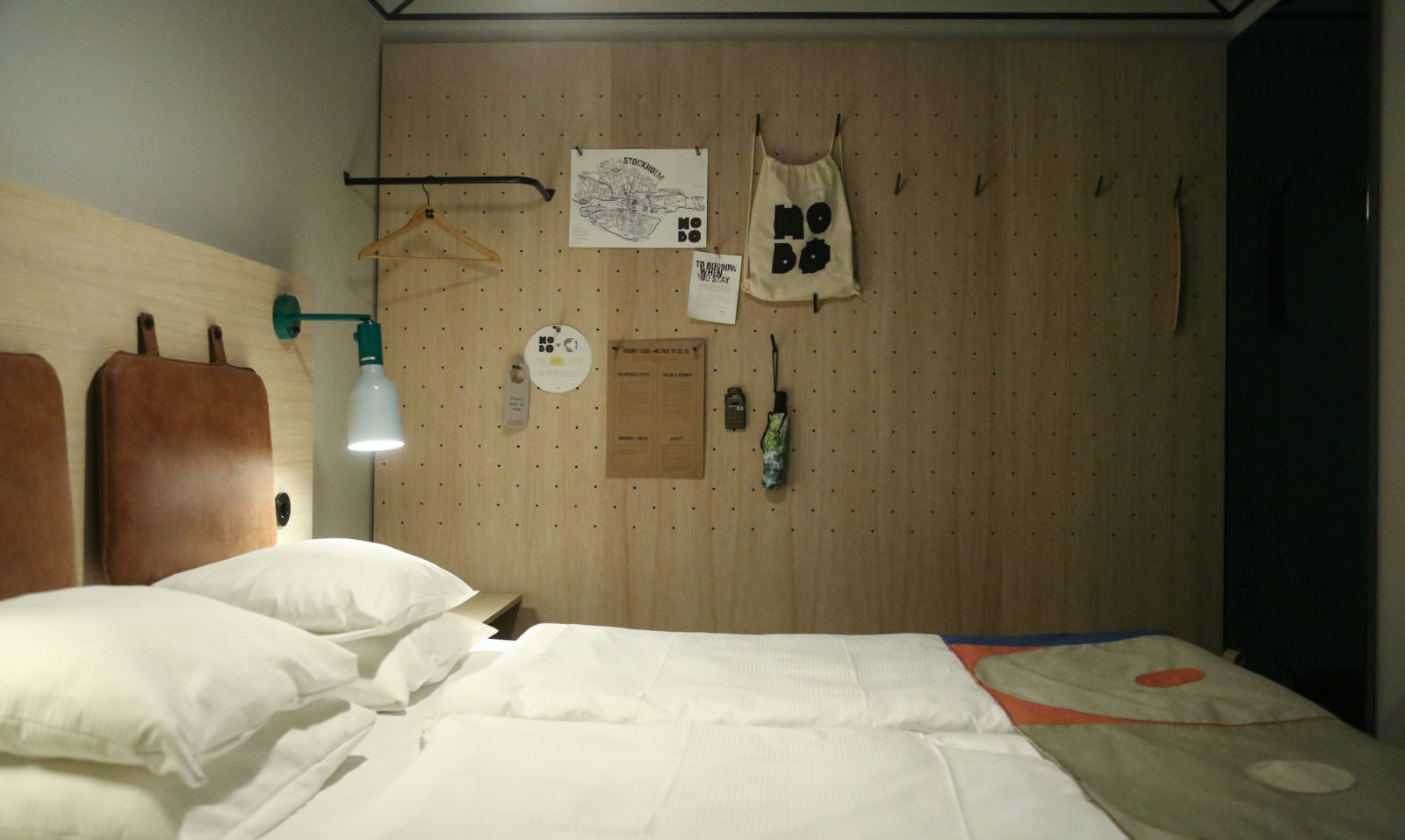 King size bed with white fresh sheets at Hobo Hotel in Stockholm