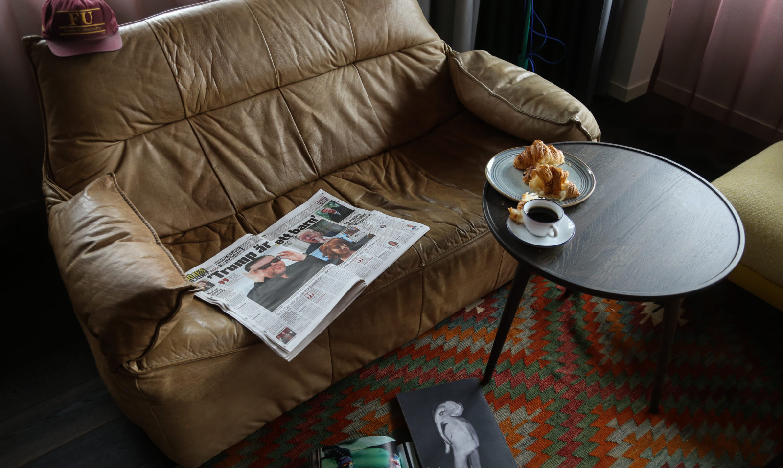 coffee and croisssans for breakfast in homelike atmosphere at Hobo Hotel in Stockholm